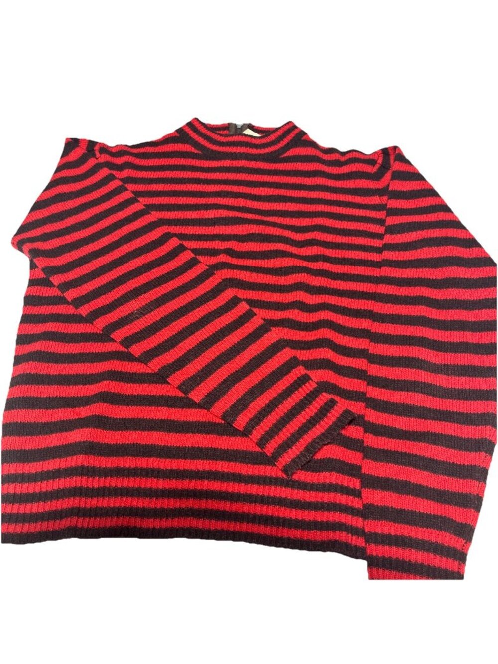 VTG 80s Joan Leslie by Kasper Striped Mock Neck Sweater Lambswool Angora M